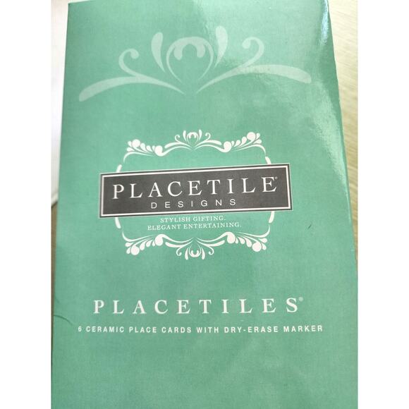 PLACETILE-Ceramic-Grape Vines-Cream-Erasable-Table Setting-Name Plates-Set of 6 - Picture 5 of 14